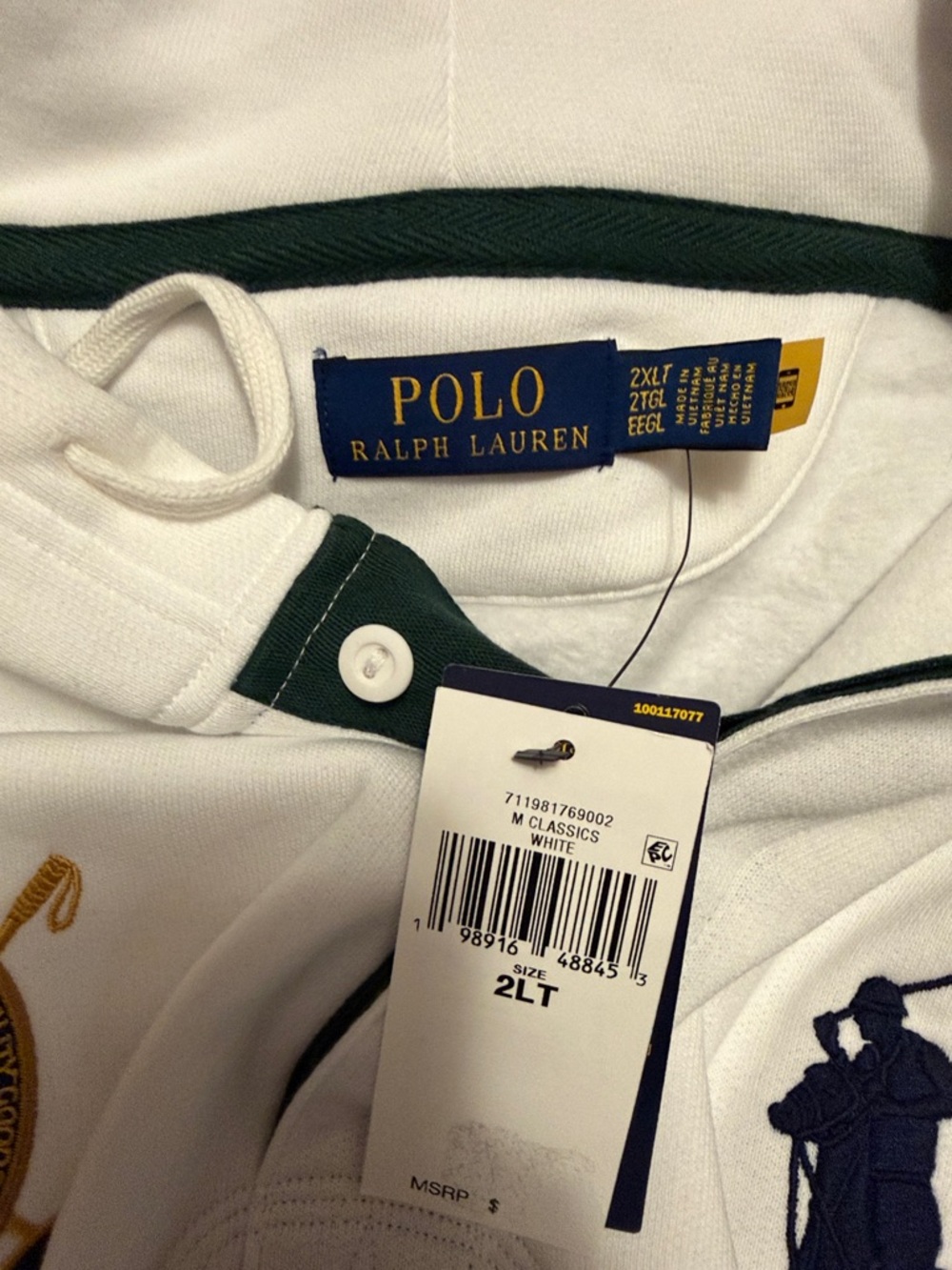 Polo by Ralph Lauren 20th Anniversary White Hoodie- Size 2XLT - Picture 2 of 4